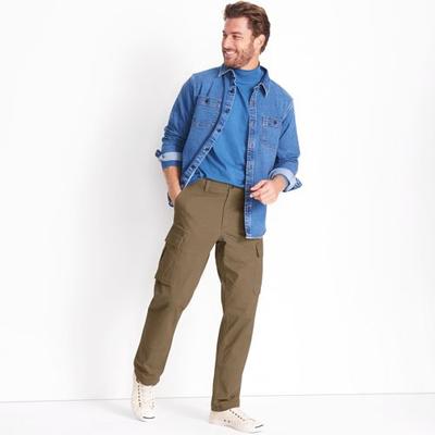 Everyday Stretch Cargo Trousers, Straight Fit, Men, size: 30 30, regular, Brown, by Lands' End
