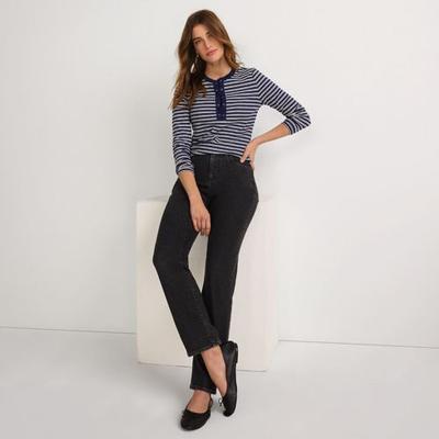 Straight Leg Jeans, High Waisted, Women, size: 14/16 32, regular, Black, Cotton-blend/Poly-blend, by Lands' End