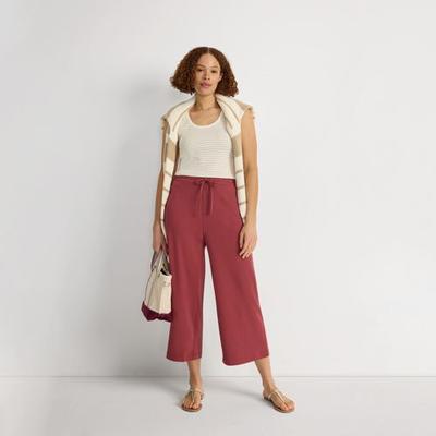 Pointelle Ribbed Scoop Neck Vest, Women, size: 20, regular, Ivory, Spandex/Cotton-blend, by Lands' End