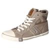 Sneaker MUSTANG SHOES, Damen, Gr. 45, grau (taupe), Textil, Lederimitat, sportlich, Schuhe, High Top-Sneaker, Schnürschuh mit Label in der Laufsohle