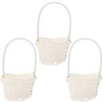Lot de 3 paniers en osier pour fournitures de fête de mariage Blanc 15 x 9 x 8 cm