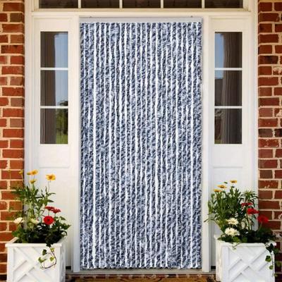 TEMU Insect Protection Curtain Blue White Silver 100x220cm Chenille. Fly And Insect , Window Grid, Net, Tension Frame Net Image