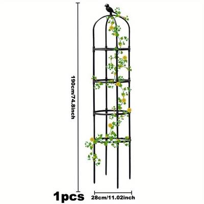 TEMU Heavy-duty Rust-resistant Metal Vine Support Stand - Adjustable 70-inch Tall Indoor/outdoor Plant Stake, Suitable For Roses, Climbing Plants, Vines - Sturdy Pot And Landscape Gardening Decor Image