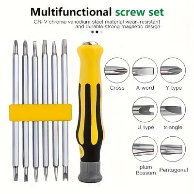 TEMU 13-in-1, 6pcs Precision Screwdriver Set, Design, Durable Carbon Steel, Includes Screwdrivers, Suitable For Mobile Phone And Tablet Repair, Orisconca Image