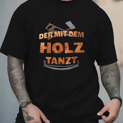 TEMU Men' Casual Summer T-shirt With Letter Print - Soft Crew Neck Tee For Casual Attire, Everyday Tshirt | Graphic Tee | Print Style, Tee Shirts Image