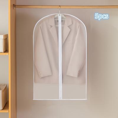 TEMU 5pcs Thickened Garment Protection Bags, Home Wardrobe Clothes Storage And Protective Bags, Transparent Storage Bags, Suit And Coat Hanging Bags, Garment Protection Bag Image