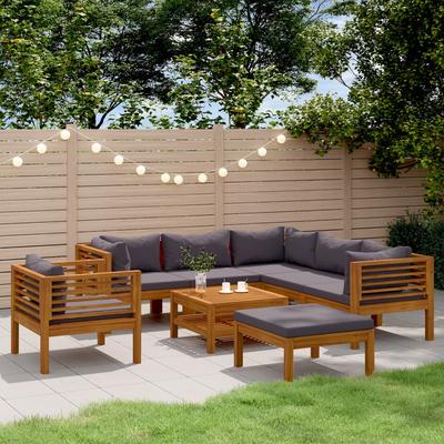TEMU 8pcs Garden Lounge Set With Cushions Solid Acacia Wood Image