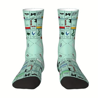 TEMU Pair Of Creative Desktop Game Interface Novelty Print Socks For Men And Women Image