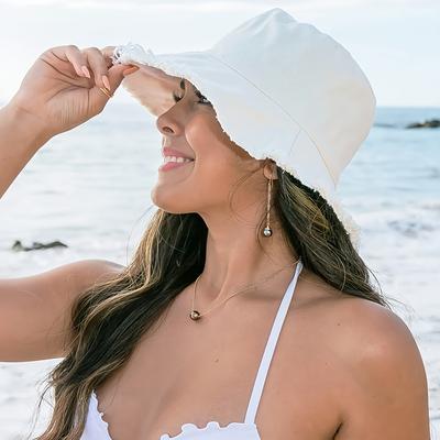 TEMU Women's Frayed Bucket Hat For Summer Hiking And Travel, The Beach. Image