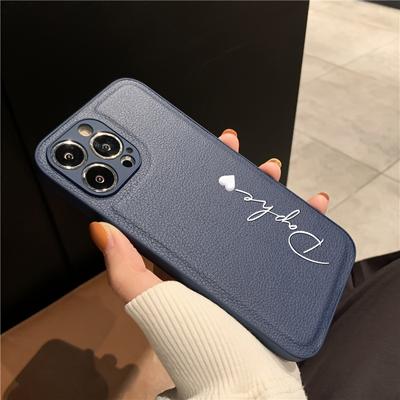 TEMU Personalized Customized Initials Name Letter Phone Case For Iphone 16 15 14 11 Pro Max Luxury Soft Leather Shockproof Diy Gift Cover 16 15 14 Plus Image