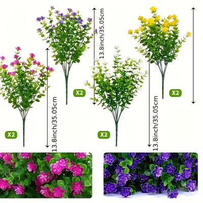 TEMU 8 Bundles Of Artificial Outdoor Simulation Flowers, Uv-resistant Fake Flowers For Outdoor Use, Suitable For Decorating Window Boxes, Front , And Hanging Planters ( In Colors). Image