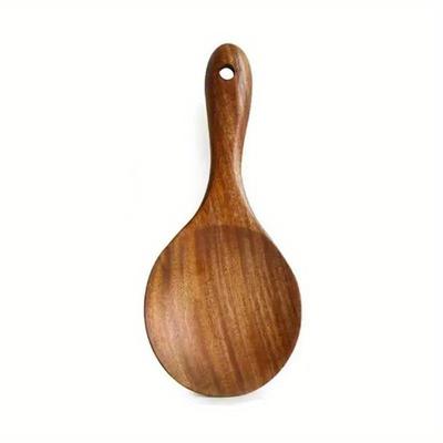 TEMU 1pc Wooden Rice Spoon Rice Paddle Spoon Wooden Kitchen Spoon Soup Spoon Large Spoon Wooden Kitchen Utensils Tableware Image