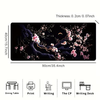 TEMU Extra Large Cherry Design Gaming Mouse Pad - High-definition Printing, Non-slip Premium Base, Precision Stitched Edges, Rectangular Desk Mat For Office, Study, Home Decor, Mouse Pads For Desk Image