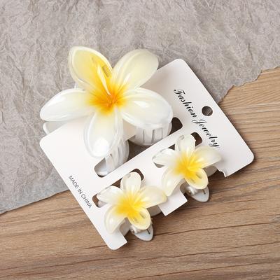 TEMU 1 Large And 2 Small, Gradient Color Flower Hair Clip, Summer Fashion Hair Accessory And Commuting, Cute Gift Hair Clip Image