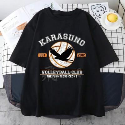 TEMU 90s Women T Shirt Japanese Anime Shoyo Volleyball Creative Tshirt Cartoon Graphic Tees Male T-shirt Printing Image