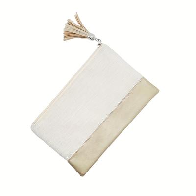 TEMU Sublimation Transfer Blank Makeup Bag With A Linen And Base, Sublimation Blank Coin Purse, Pencil Case With Tassel. Image