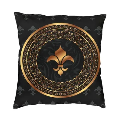 Luxus golden royal fleur de lis Kissen bezug 35x35 cm Lilie Blume Fleur-de-lys weichen Wurf Kissen Image