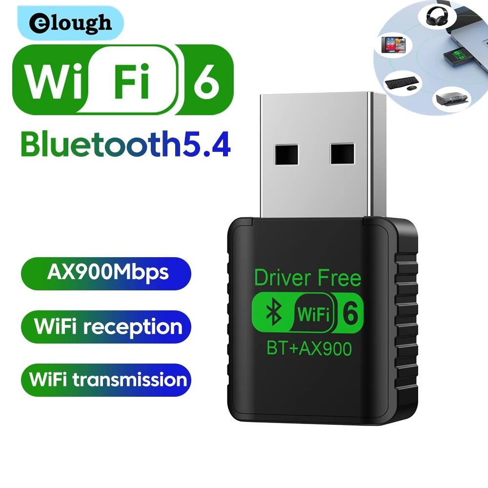WiFi 6 AX900 Bluetooth 5.4 WiFi USB Adapter Drahtlose Netzwerkkarte 2,4 G & 5 GHz Wi-Fi Antenne für PC Treiber Kostenloser USB WiFi Empfänger Image
