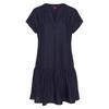 Blusenkleid S.OLIVER, Damen, Gr. 42, N-Gr, blau (marine), Web, Obermaterial: 100% Viskose, unifarben, modisch, figurumspielend ca. Mitte Oberschenkel, V-Ausschnitt, Kurzarm, Kleider, mit Volant am Rock, Tunikakleid, Sommerkleid, Basic, Topseller