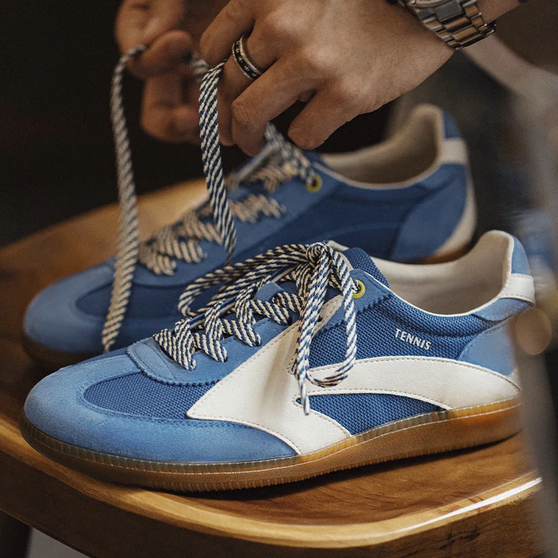 Maden Neue Sommer Blau Farbe-Block Deutsch Trainer Schuhe männer Retro Low-Top Atmungsaktive Mesh Turnschuhe Casual Tennis trendige Schuhe