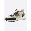 Sneaker HEINE, Damen, Gr. 41, schwarz-weiß (schwarz, ecru), Leder, Glattleder, sportlich, Schuhe