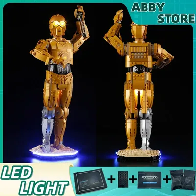 DIY-LED-Beleuchtungsset für Roboter C-3PO-Bausteinmodell 75398 – kompatibel mit Ziegelsteinspielzeug (nur LED, keine Ziegel im Lieferumfang enthalten) Image
