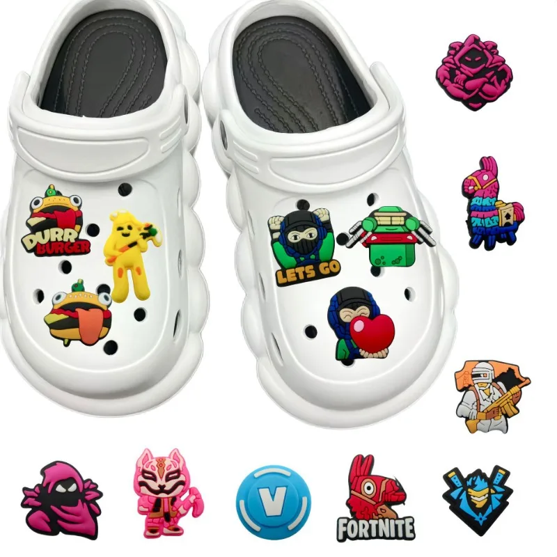 39 teile/satz Fortnite Schuh Charms Schuh Blume Cartoon Lustige Schuh Croc Clog Fit Dekorationen Schnalle Unisex Geschenke