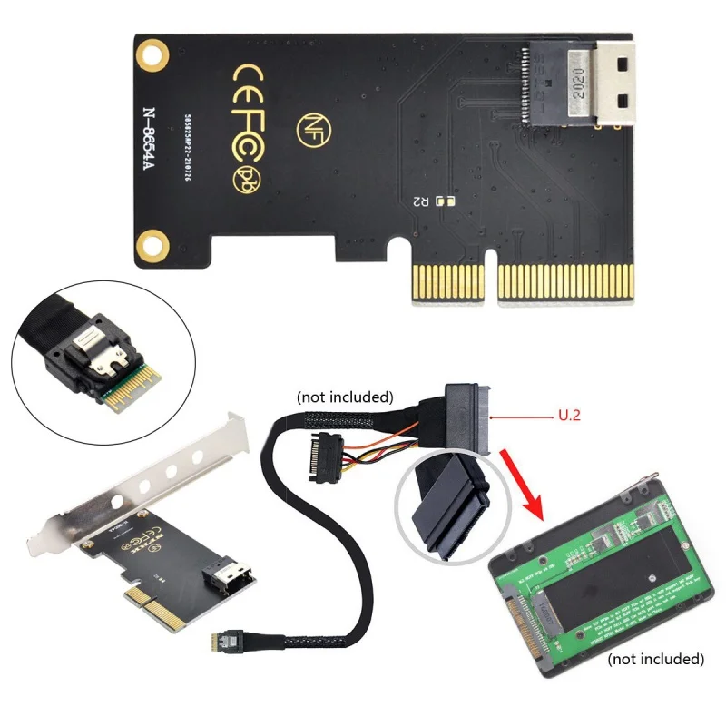 PCI-E 4X auf U.2 U2 Kit SFF-8639 auf SFF-8654 Slimline SAS NVME PCIe SSD Adapter für Mainboard Image