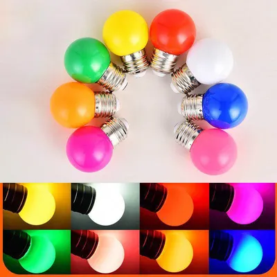 20 Pcs E27 LED Light Bulb 220V G45 1W LED Colorful Light Chandelier Bulb Christmas Decor Holiday Lamp For Home Decorate Lighting