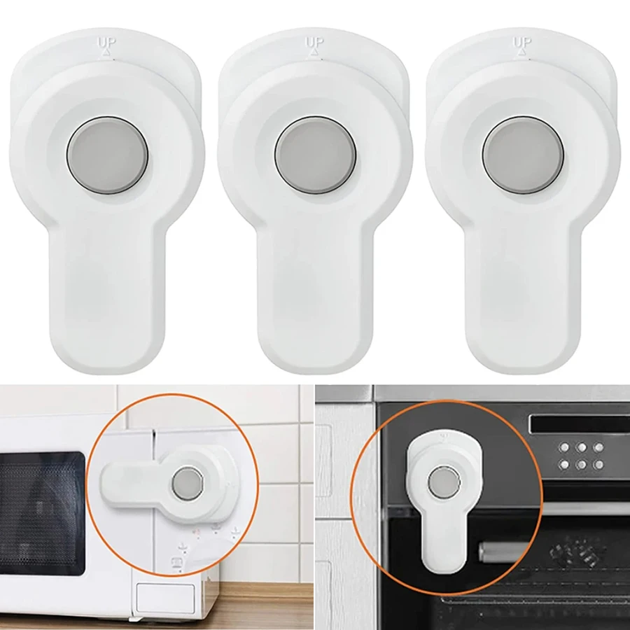 1/3 stücke Baby Sicherheit Ofen Schloss Hause Mikrowelle Tür Anti-öffnung Schnalle Fixateur Perforation-freies Kind schutz Schlösser Image