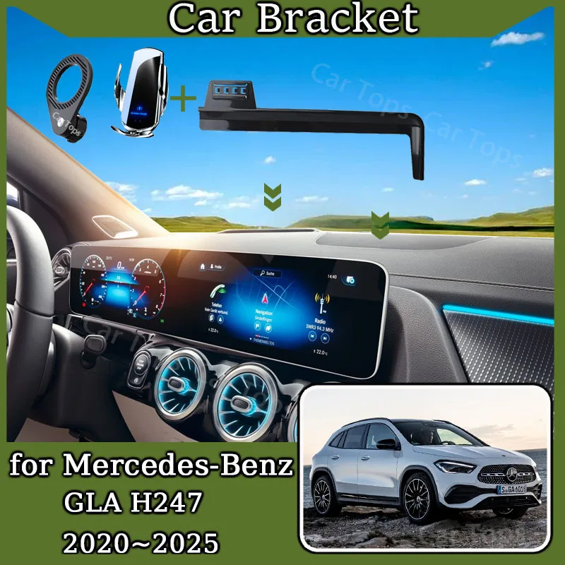 Autohalterung für Mercedes-Benz GLA H247 2020 ~ 2025 Bildschirm Drahtloses Ladegerät Handyhalter GPS-Halterung Schwerkraftständer Zubehör Image