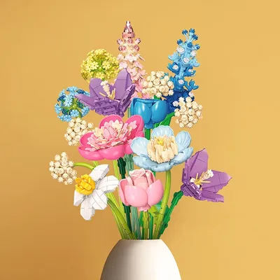 865PCS Romantische Blumensträuße Bausteine Sets Erwachsene Kreative Geschenk Ornament Wohnkultur DIY Image