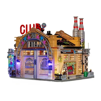 Musik Fabrik Livehouse Modell Bausteine MOC F9068 Stadt Street View Modulare Architektur Ziegel Image