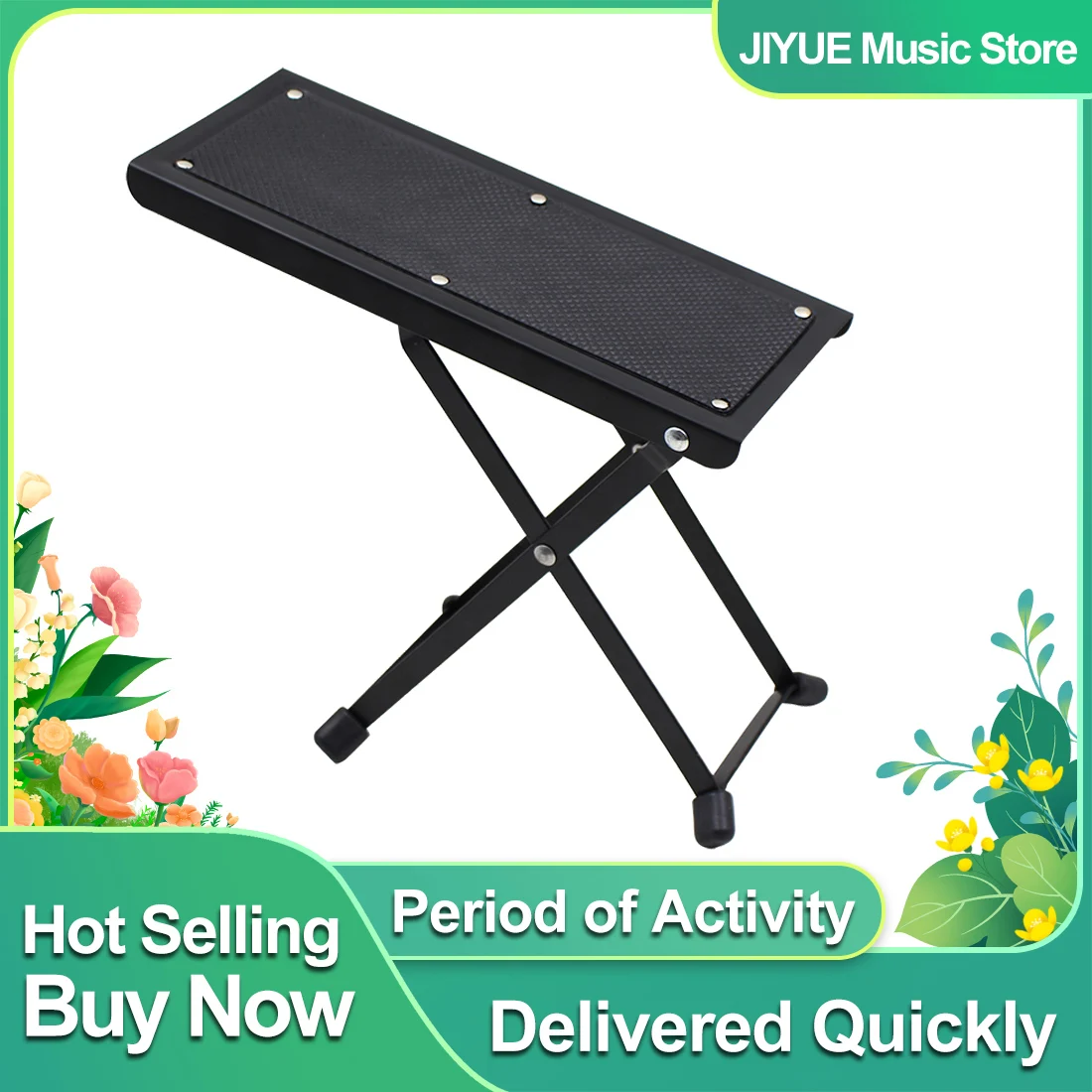 Gitarre Fußstütze Pedal Metall Trittbrett Höhenverstellbare rutschfeste Pads Faltbare Unterstützung Fußhocker Anfänger Gitarrenzubehör Image