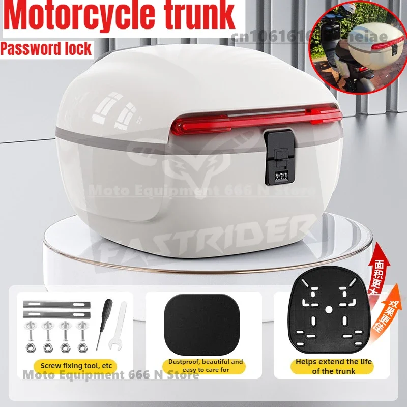 Elektrischer Motorrad-Kofferraum, Motorrad-Kofferraum, universelle Aufbewahrungsbox mit großer Kapazität und Rückenlehne, Motorrad-Heckbox Image