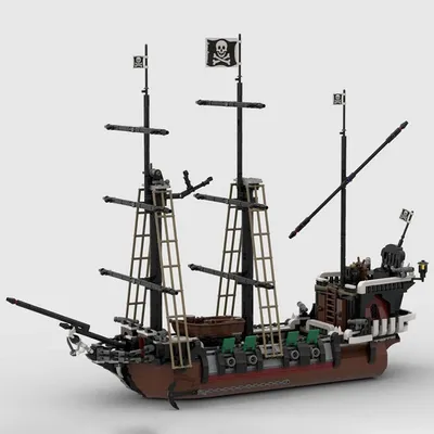 NEUE 1676PCS mittelalterlichen Piraten Serie MOC Modulare Schädel Auge Schooner Modell DIY kreative Image