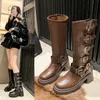 New Style beliebte Frau Stiefel kniehohe Plattform elegante Low Heel Trend Punk Gothic Rock Leder modische Damenschuhe