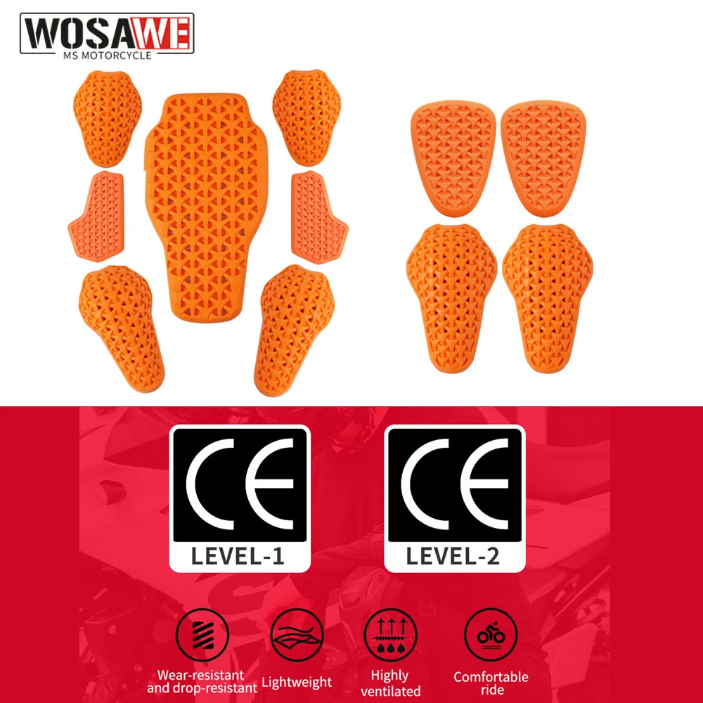WOSAWE Motorrad Knieschützer Motorrad Jacke Einsatz Moto Knieschützer Motocross Schutzausrüstung Moto Rückenpolster Image