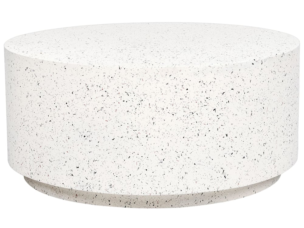 Table basse 90 cm 90 cm effet terrasse terrazzo blanc