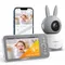 Telecamera di sorveglianza per bambini, baby monitor PTZ con fotocamera, schermo LCD da 5", visione