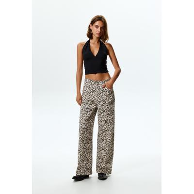Leopard Print Stwd Baggy Jeans