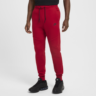 Nike Tech Men's Fleece Joggers - Red - Cotton/Polyester