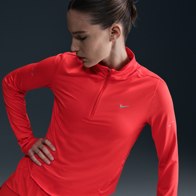 Nike Swift Women's Dri-FIT UV 1/4-Zip Running Top - Red - Polyester/Elastane