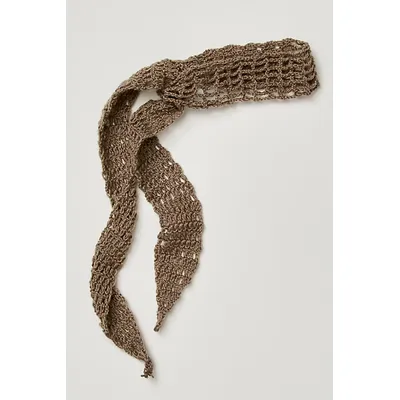 Knit Soft Headband With Ties at Free People in Stone Grey