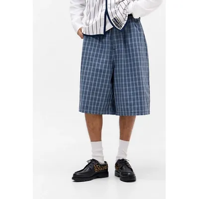 iets frans. Blue Check Pop Chino Shorts - Sky L at Urban Outfitters