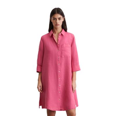 Midikleid MARC O'POLO "in A-Linie geschnitten", Damen, Gr. 32, Normalgrößen, blushed pink, Obermaterial: 100% Leinen; Futter: 100% Baumwolle, unifarben, relaxed fit knielang, 3/4-Ärmel Manschette, Kleider Image