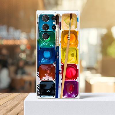 TEMU Color Pigment Tray Transparent Soft Case Suitable S25 Ultra S24 S24plus S24fe S23 S23plus S23fe S22 S22plus S21fe S20 S20plus S20fe S10e S10plus S10lite S9 Note20ultra Note10+ Note9 8 Phone Case Image