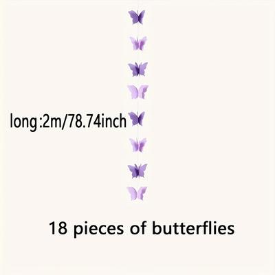 TEMU 18pcs 3d Paper Garland, 200cm/78.74in - Elegant Purple & Pink Hanging Decor For Weddings, Valentine's Day, Birthdays, And Party Celebrations - Home Decoration, Decoration Image