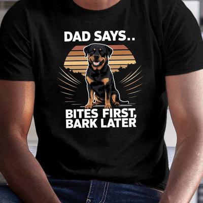 TEMU Illustration Of A Rottweiler At Sunset On A T-shirt, Casual Short-sleeve Tee For Men, Summer. Image
