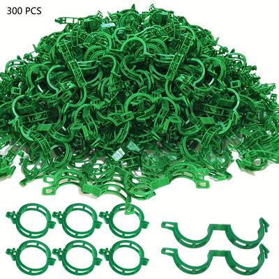TEMU 200/300pcs Plant Support Clips, Plastic Tomato Clips, Garden Vine Clips For Climbing Plants, Tomatoes, Grapes, And Stalks, Green Plastic Garden Accessories Image